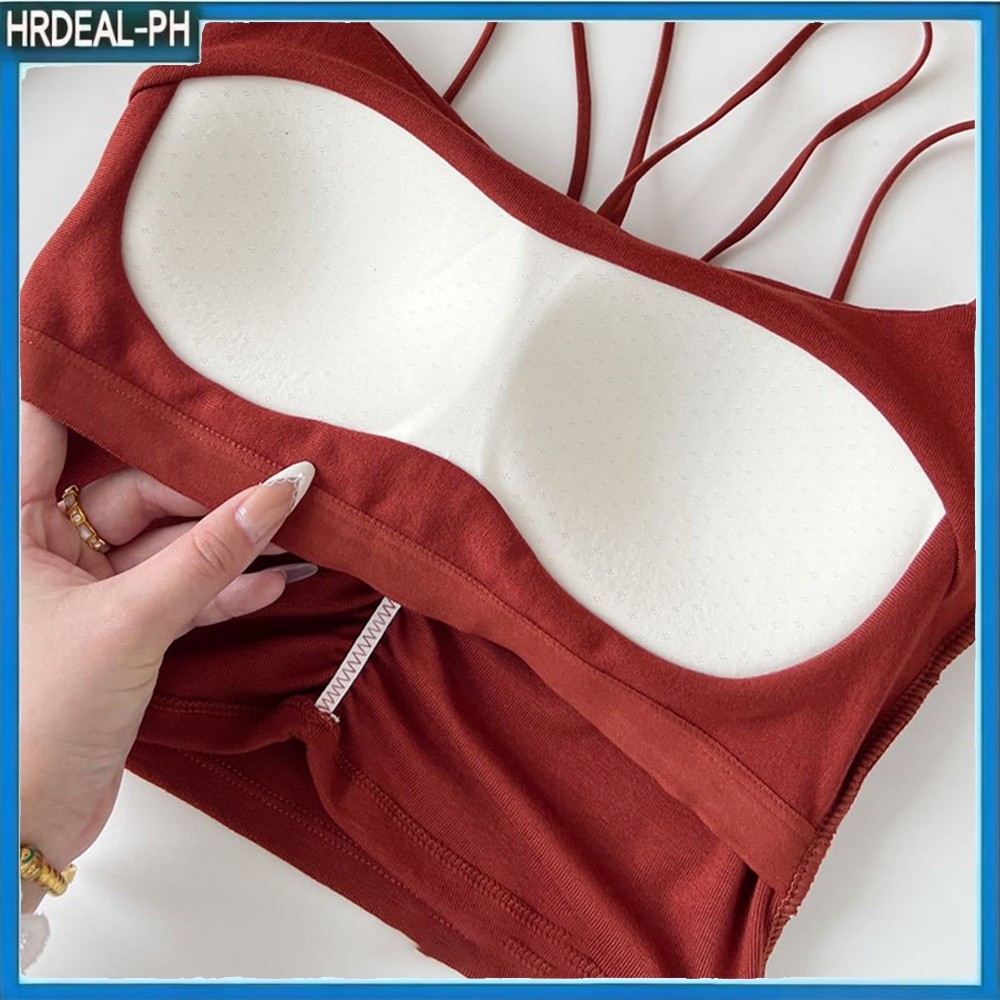 HRD ผู้หญิงสีทึบแฟชั่น V คอแขวนคอเข็มขัดจีบหน้าอกเสื้อกั๊กเบาะ