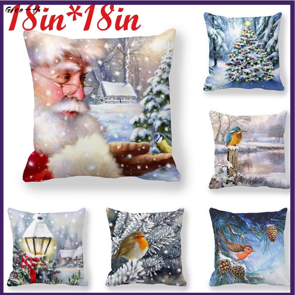 Clearance ราคา18 นิ้ว Christmas 3D Cover Throw Case Xmas Squares[grce-th]