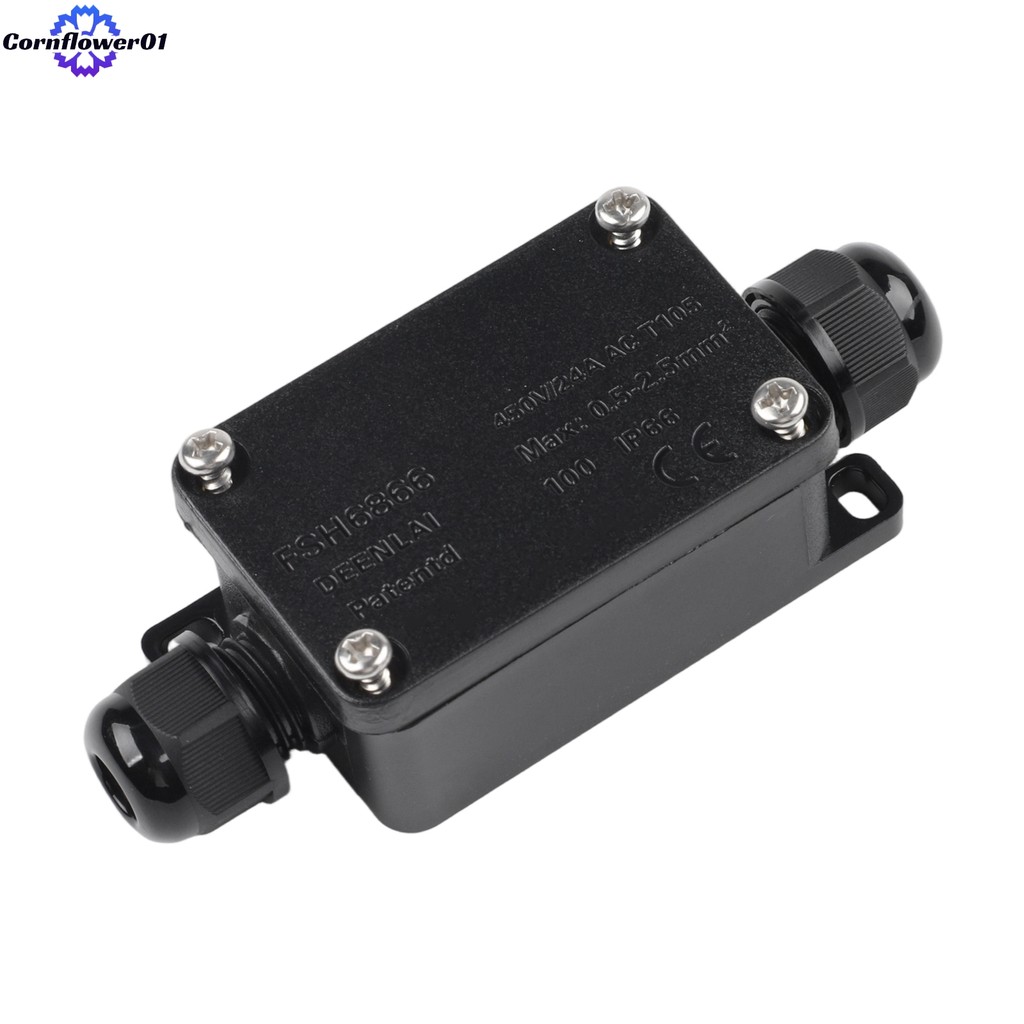 [COFW] 2 Way Outdoor IP65 Cable Connector PC Junction Box 240V สีดํา