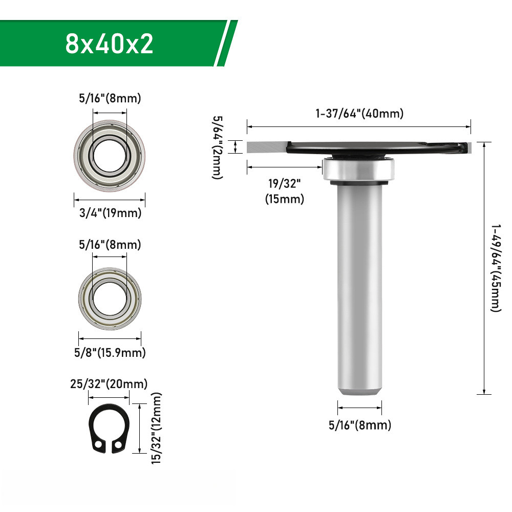 ROMAY 8 ชิ้นแบริ่ง T Slot เครื่องตัดชุดพร้อมแบริ่ง Grooving Router Bit สําหรับไม้ MDF
