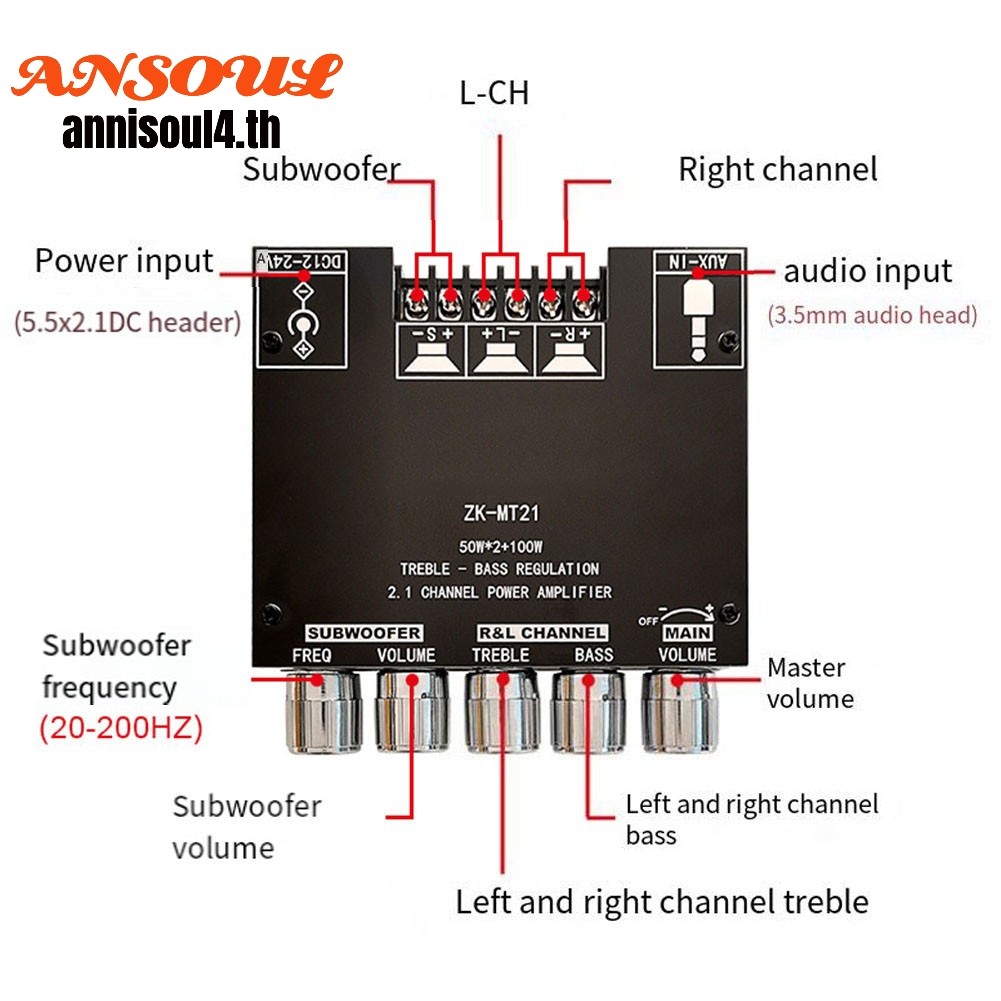 ZK-MT21 สําหรับ AUX - ใช้งานร่วมกับ Power AmplifierBoard 2.1 ช่องโมดูลสําหรับ DIY