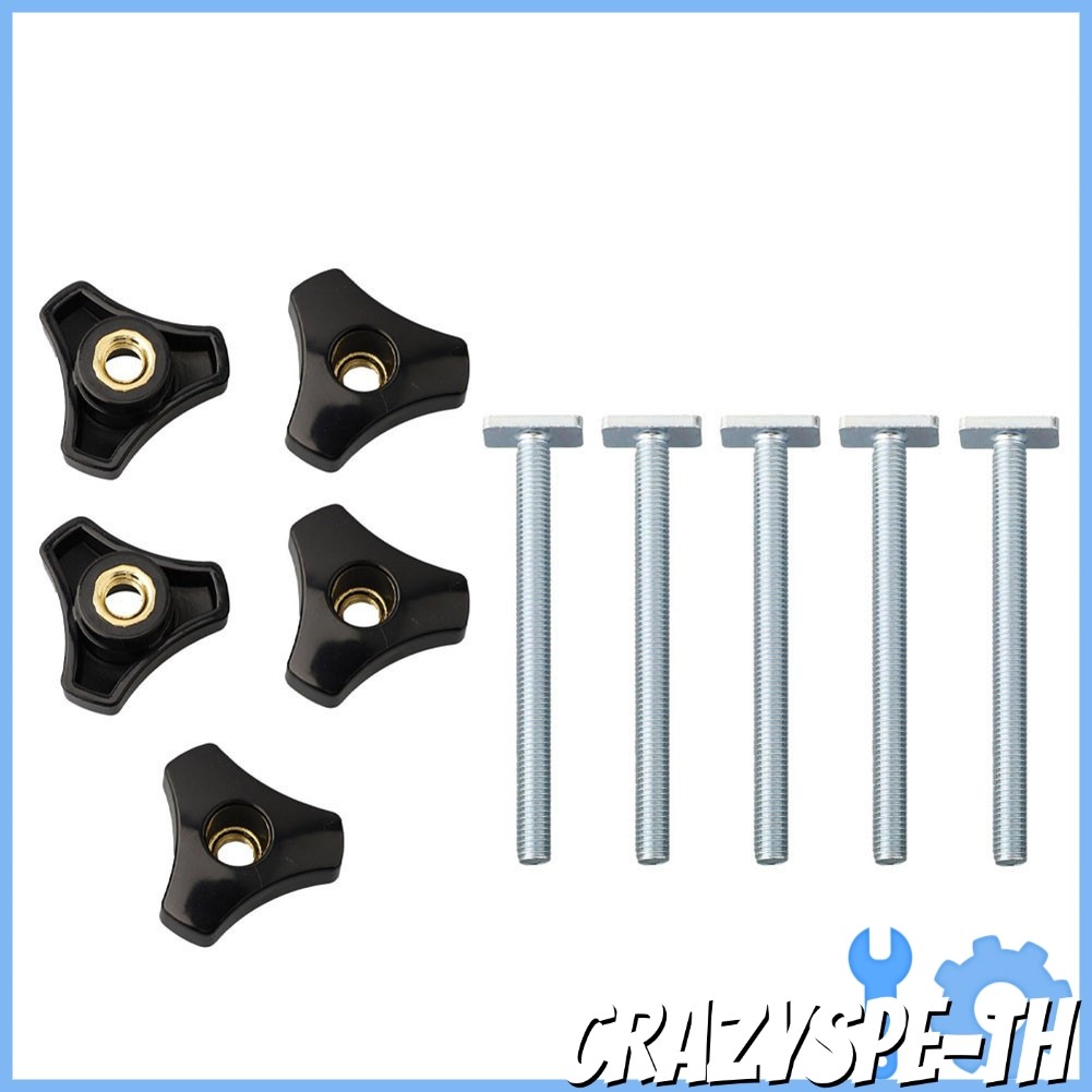 CRA5pcs M8 ด้าย T-Track T Slot Bolts หรือถั่วสําหรับงานไม้เครื่องมือ Jigs Fastener