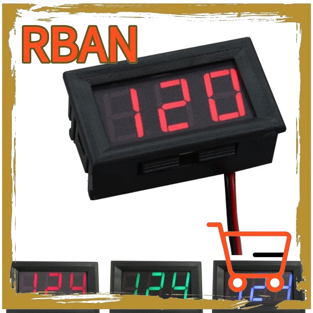RBANTwo Wire DC 5V 120V โวลต์มิเตอร์แบบดิจิตอลจอแสดงผล LED สําหรับรถยนต์ไฟฟ้าย้อนกลับ