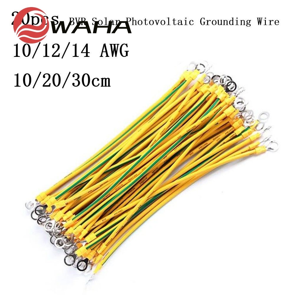 20PCS BVR Solar PV Ground Wire พร้อมเทอร์มินัล 10/12/14 AWG Solar Ground Wire