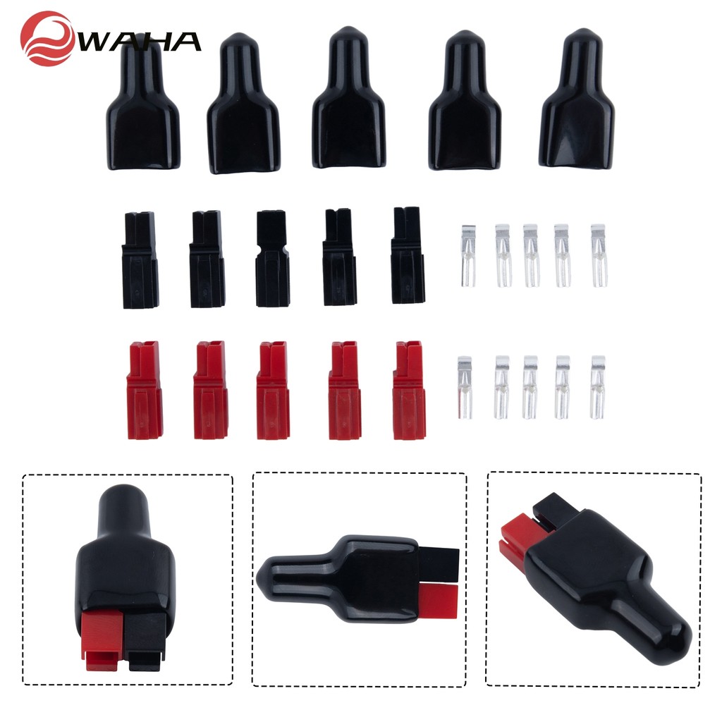 5 คู่ 30AMP สําหรับ Anderson style Connector & Rubber Black Covers / Sleeves