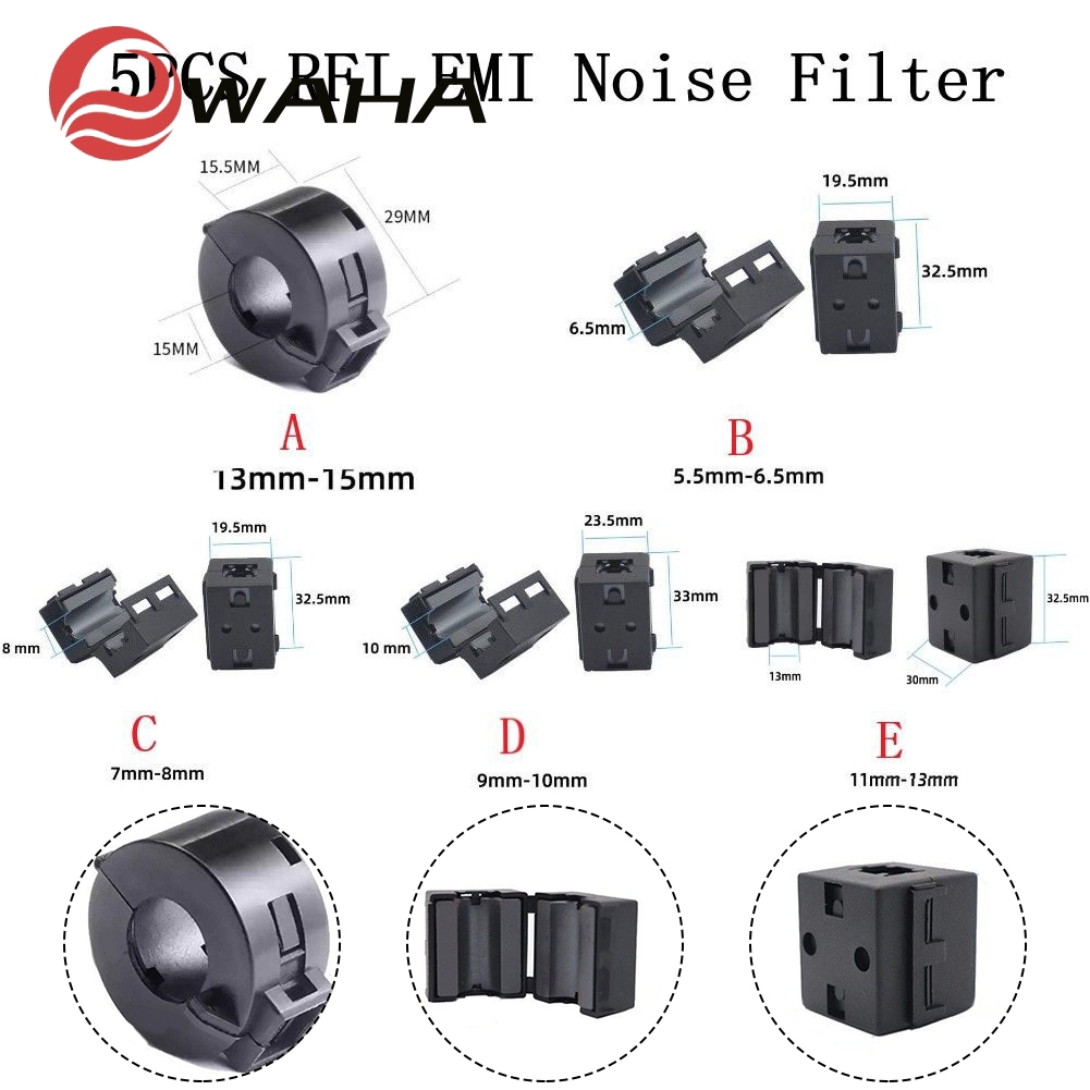 5PCS TDK Black Clip-on RFI EMI Noise Filter Ferrite Core Anti-jamming แหวน