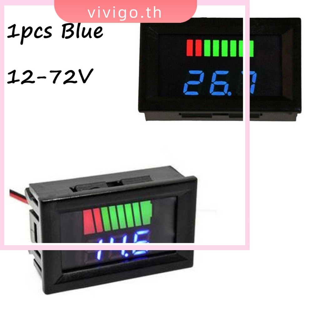 VICIGO☆LED Digital Voltmeter Battery Fuel Gauge เหมาะสําหรับรถจักรยานยนต์ทางทะเล 12V-72V