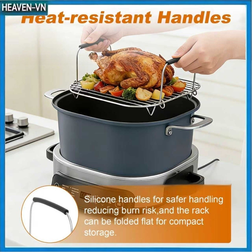nicennn neck
 Steamer Rack สําหรับ Posible Cooker Pro 6.5Qt MC1101 หม้อตุ๋นพร้อมที่จับ