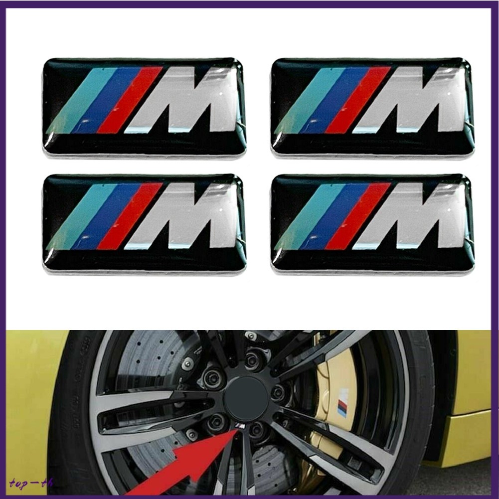 ⭐  สต็อกพร้อม⭐5 ชิ้นสําหรับ BMW M Tec Sport Badge สติกเกอร์ล้อโลหะผสมกีฬา 17 มม.x 9 มม.- [top-th]