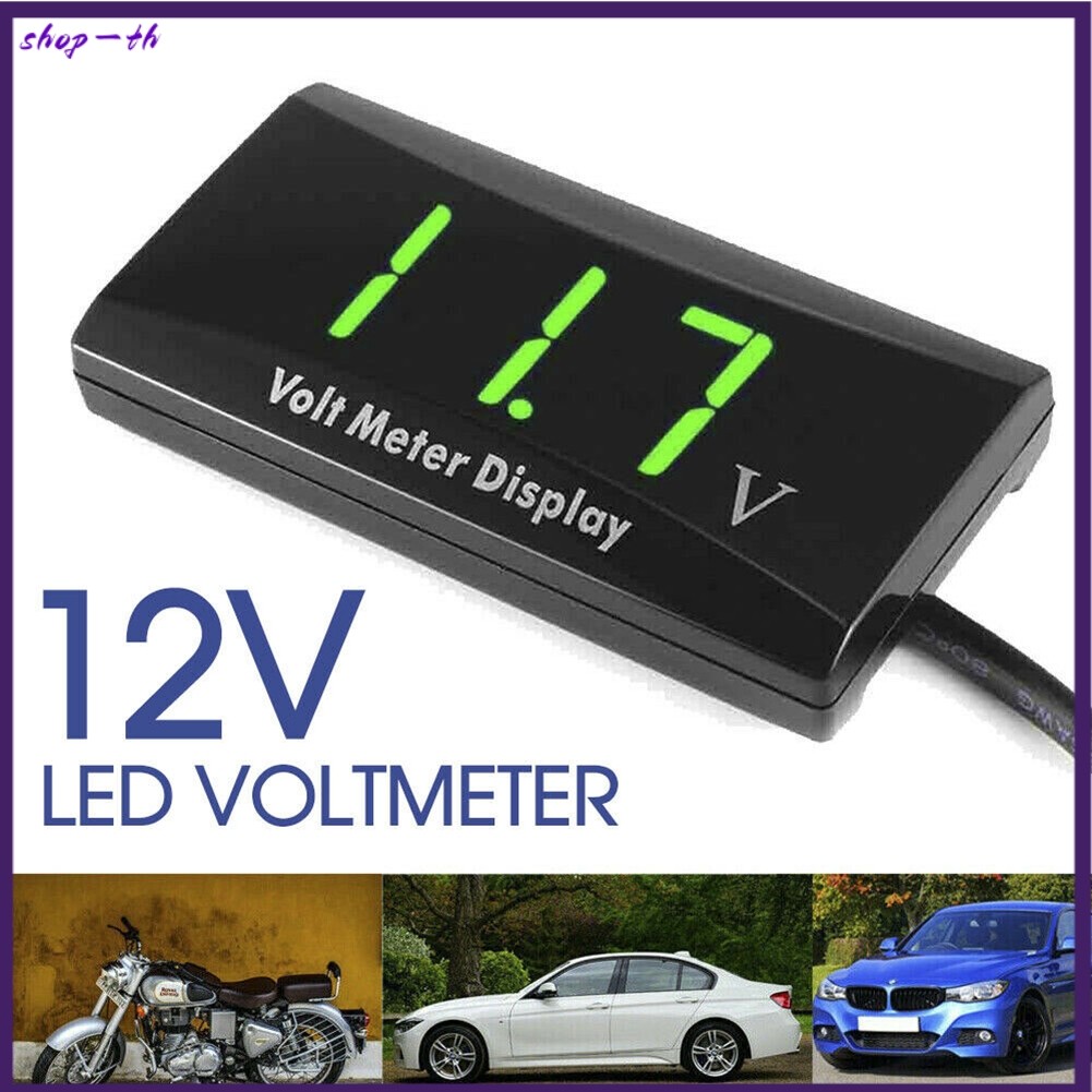 ⭐ การลดราคาครั้งใหญ่⭐DC 12V LED Digital Monitor Volt Meter Display Battery Gauge แรงดันไฟฟ้ารถจักรยา
