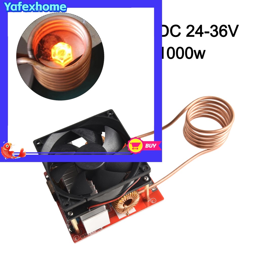 [YAFEXHM] 1000w ZVS Induction แผ่นทําความร้อนบอร์ดชุดเครื่องทําความร้อนหม้อหุงข้าวม้วนหลอด Diy สีดํา