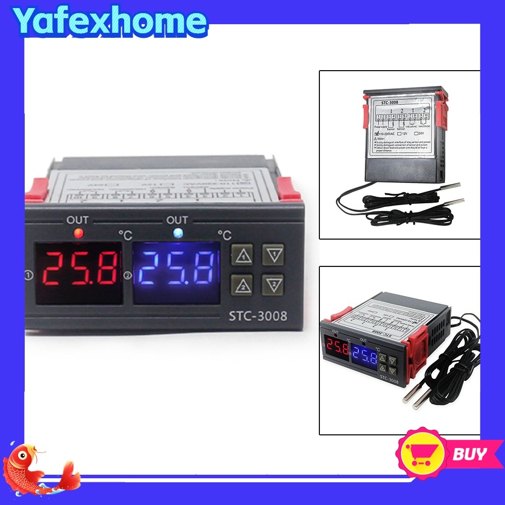 [YAFEXHM] STC-3008 จอแสดงผลดิจิตอล Dual Control Temperature Thermostat และจอแสดงผลคู่