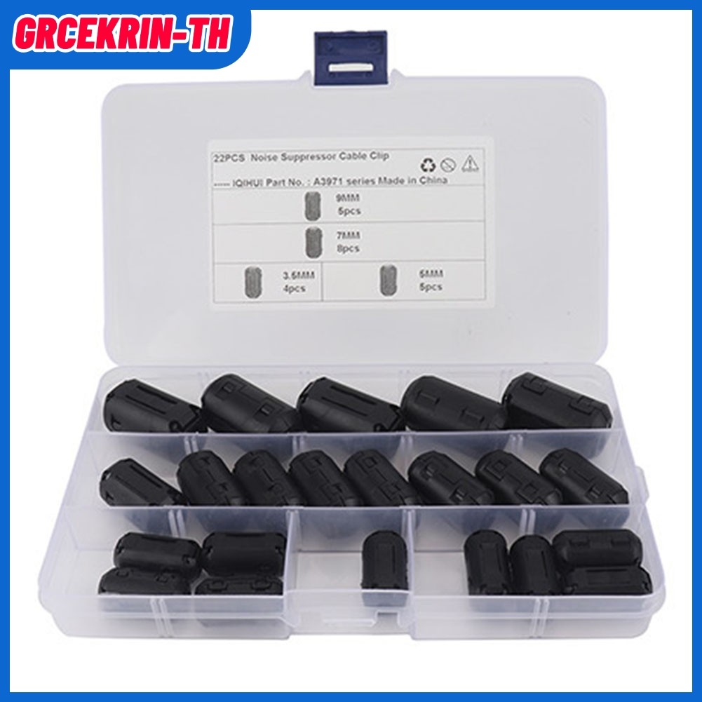 ใหม่22PCS Clip-on Ferrite แหวน Core Choke Ferrite ลูกปัดคลิปสายคลิป 3.5/5/7/9 มม.