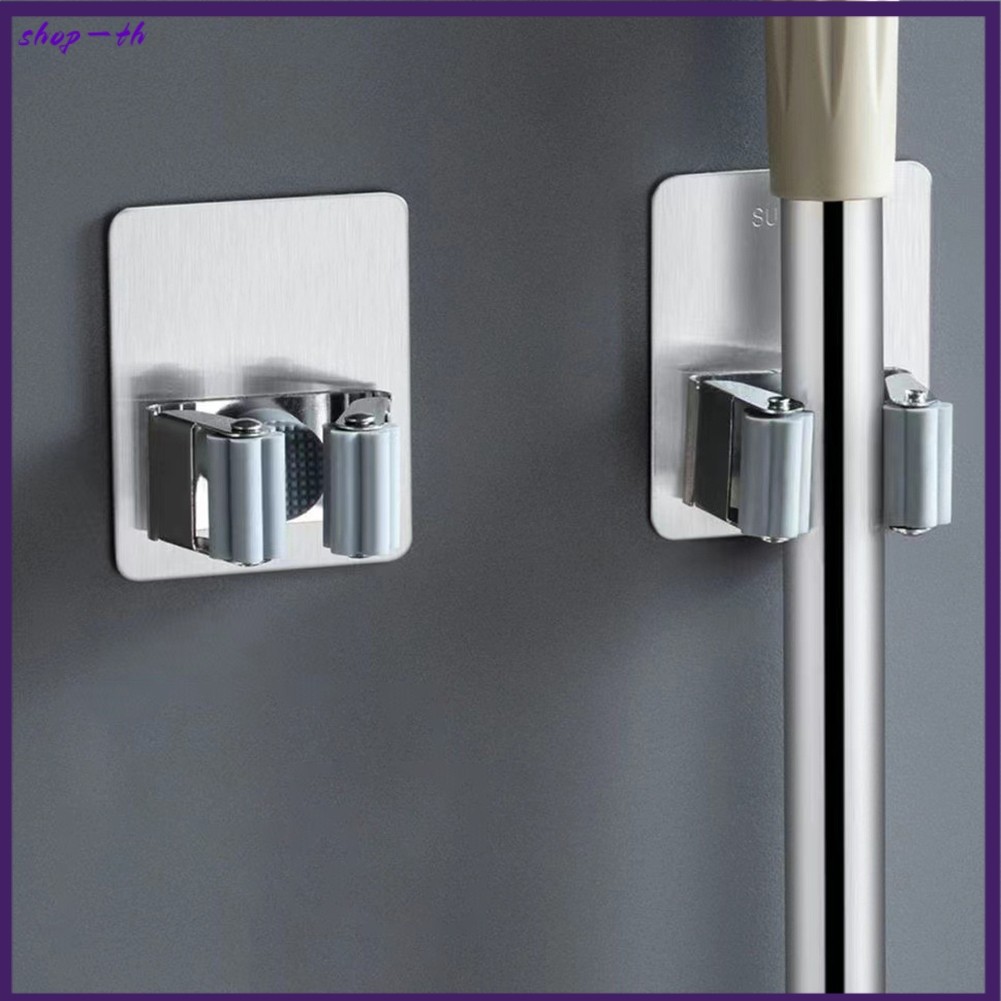 ⭐ การลดราคาครั้งใหญ่⭐Mop Holder Rack Wall Clip Hook Brush Broom Hanger Kitchen Organizer-[shop-th]