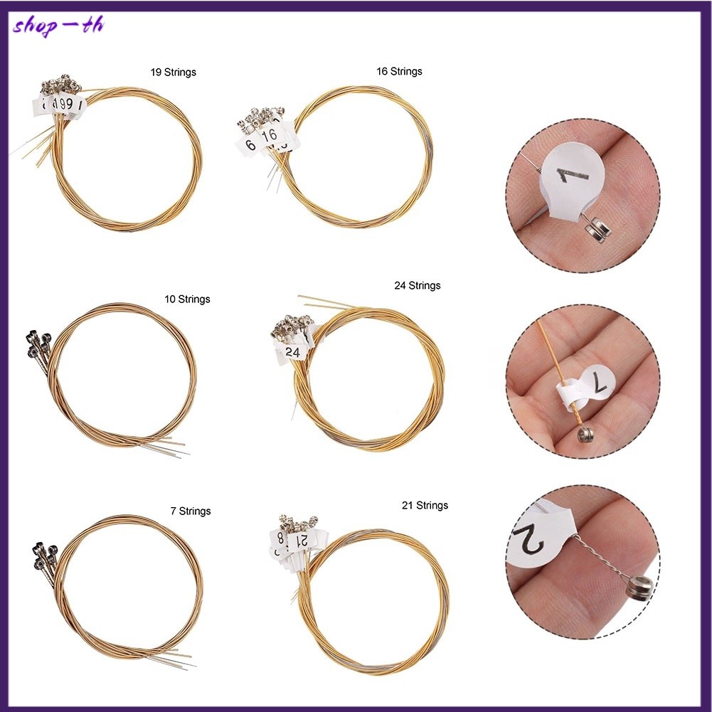 ⭐ การลดราคาครั้งใหญ่⭐7 10 1619 21 24Strings Lyre Brass Strings Set Lyre Harp Nylon String Replacemen