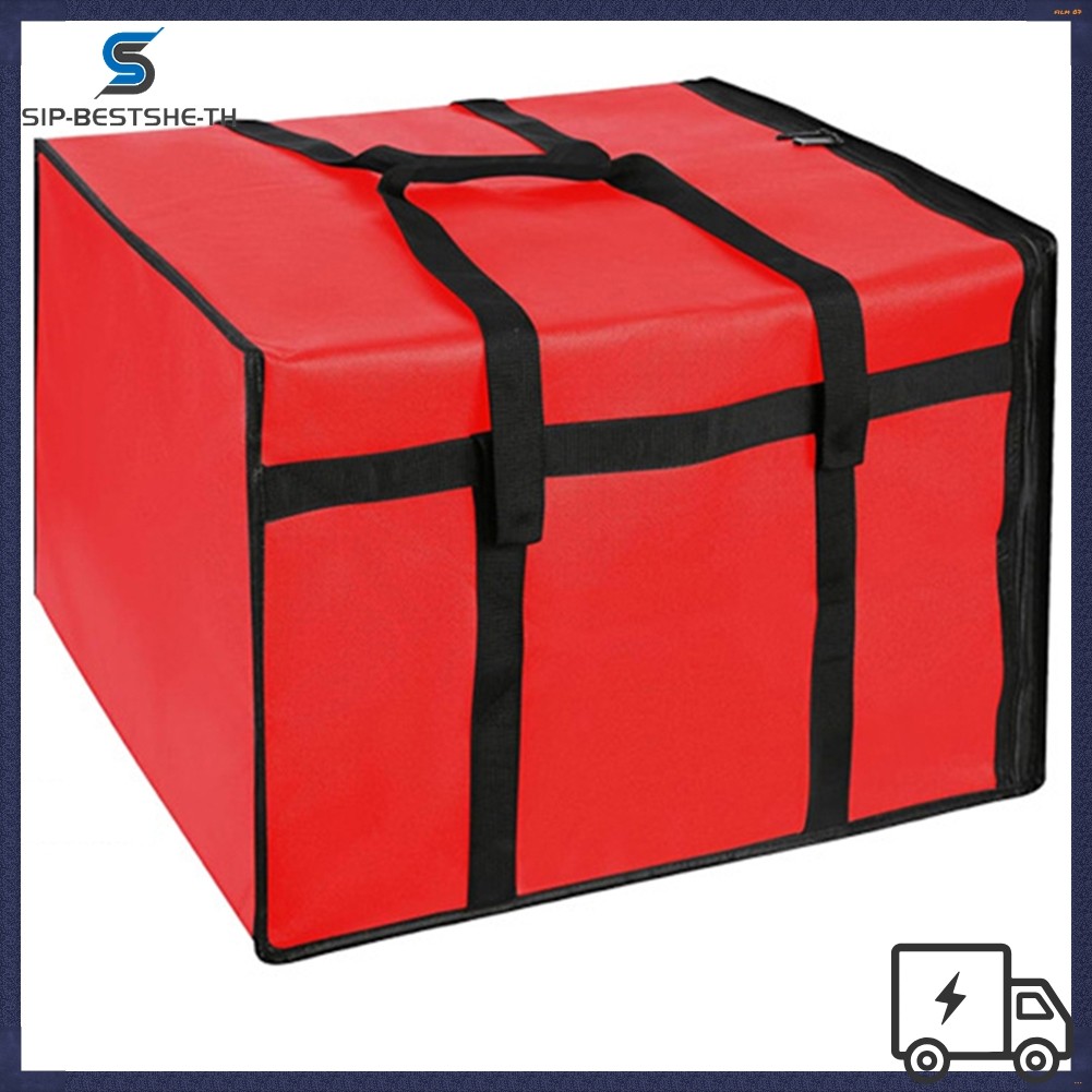 BESTSHEFlated Pizza Delivery Bag Food Bag Insulated Grocery Bag Black And Red