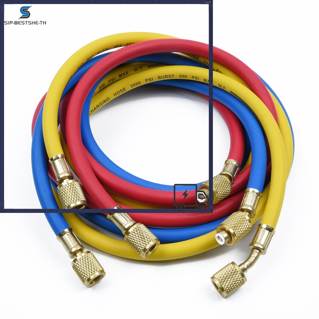BESTSHEfor R134a R22 R404 502 Air Conditioner Manifold Gauge Set 5FT Hose AC Refrigeration