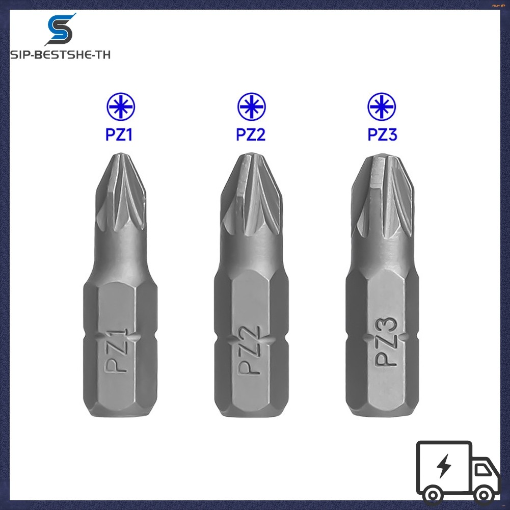 BESTSHE10pcs สําหรับ PZ1 สําหรับ PZ2 PZ3 25 มม.ไขควงเหล็ก Bits ชุด Hex Shank เจาะ