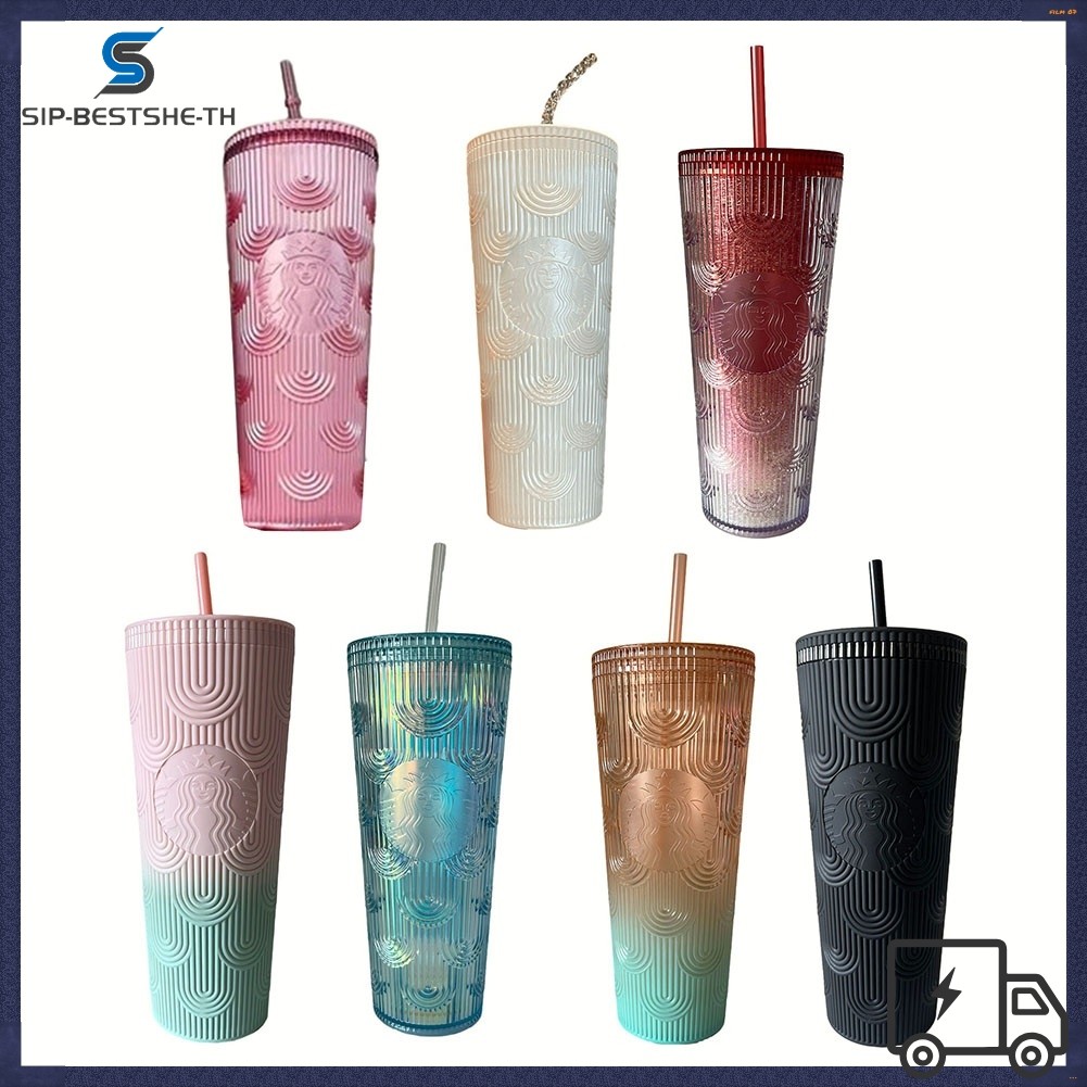 BESTSHEFor starbucks Cup Siren Mermaid Goddess สําหรับ Aurora ถ้วยฟางความจุขนาดใหญ่ 700ml