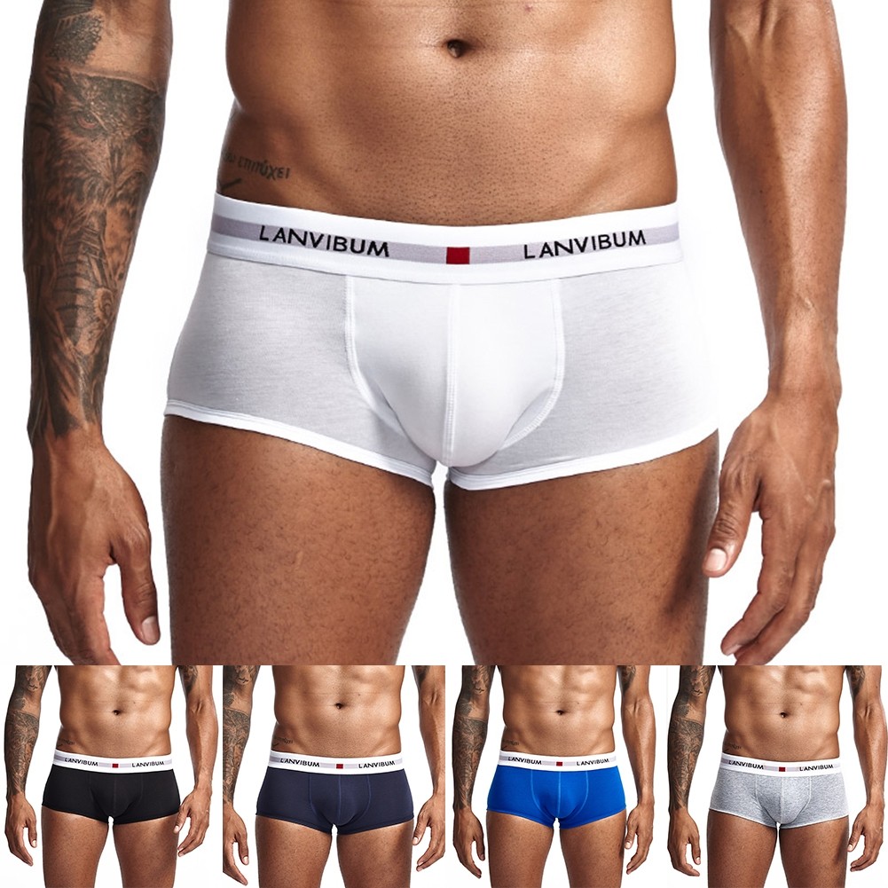 BESTSHEMens Cotton Breathable Boxer Briefs Trunks ชุดชั้นในขนาดใหญ่กางเกง
