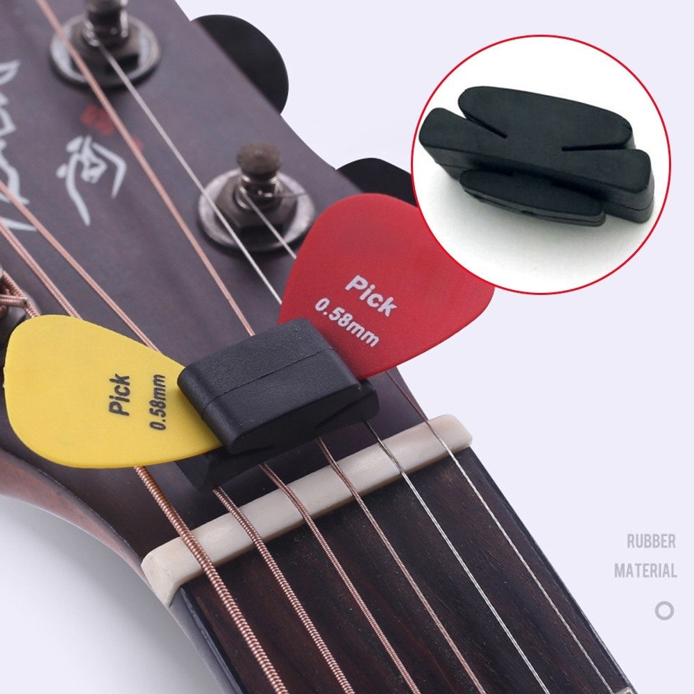 BESTSHERubber Guitar Pick Holder Fix On Headstock สําหรับ Bass Ukulele Plectrum อุปกรณ์เสริม