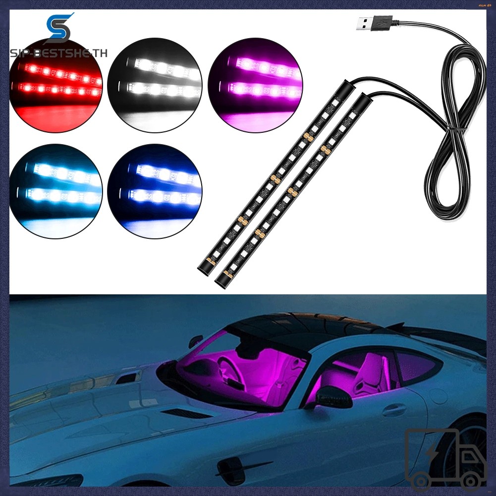 BESTSHECar LED Foot Light Strip USB โคมไฟสัญญาณตกแต่ง