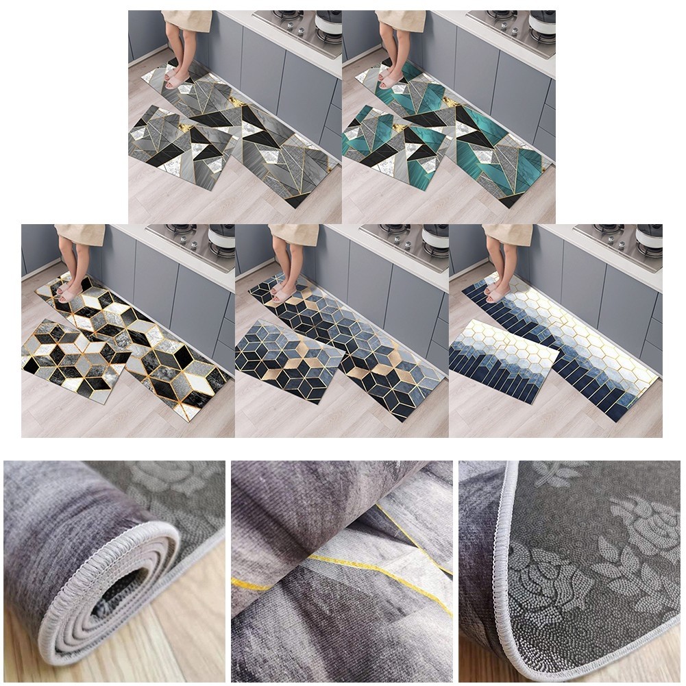 BESTSHENon-Slip Kitchen Door Mat Home Floor Rug พรม Anti-Oil ทําความสะอาดง่าย
