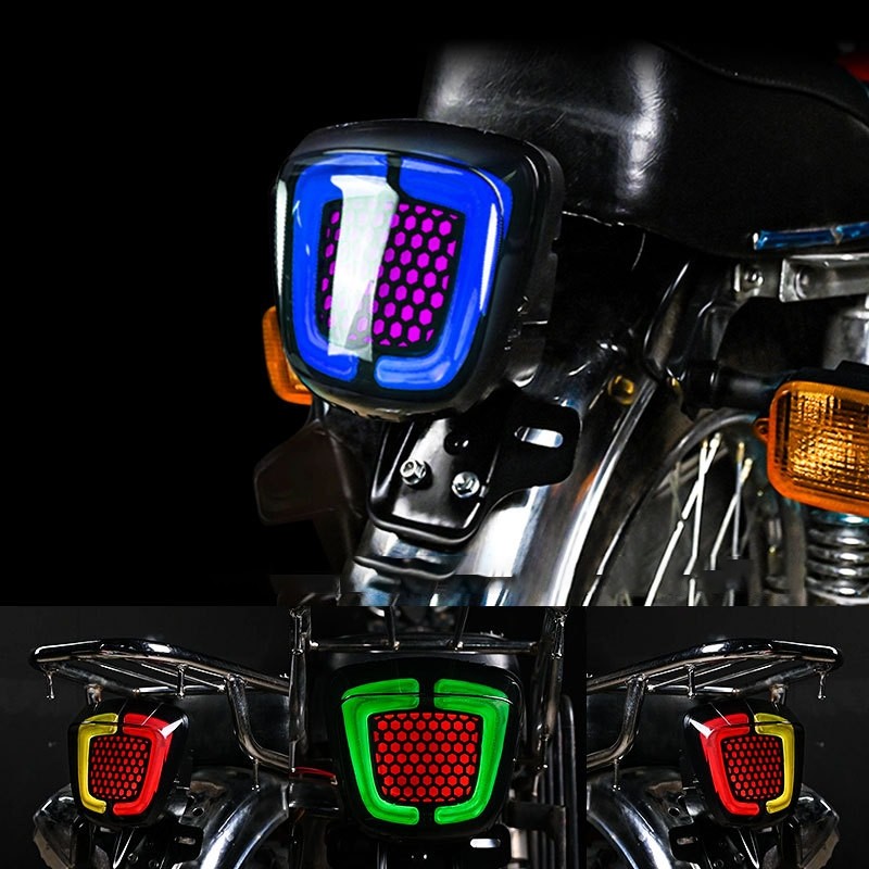 สําหรับ TMX125 ไฟท้าย LED พร้อมที่วางแผ่น RGB 9 โหมดโคมไฟควัน
