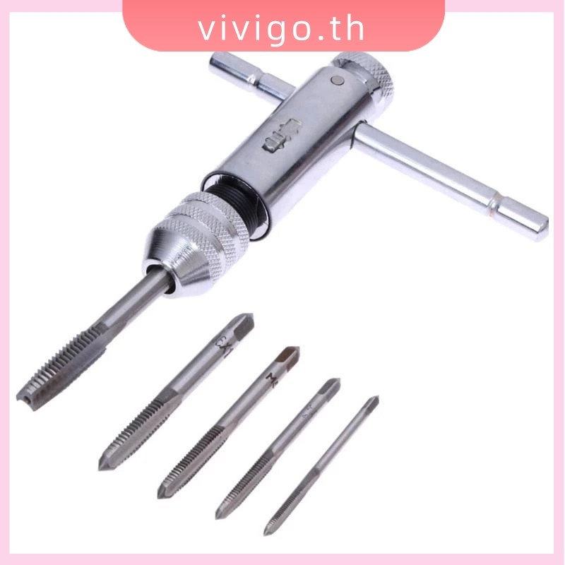 VICIGO⭐ประแจต๊าปวงล้อ T-Handle แบบปรับได้ / 5 ชิ้น M3-M8 เมตริกเครื่องสกรูแตะ – โปรปัง