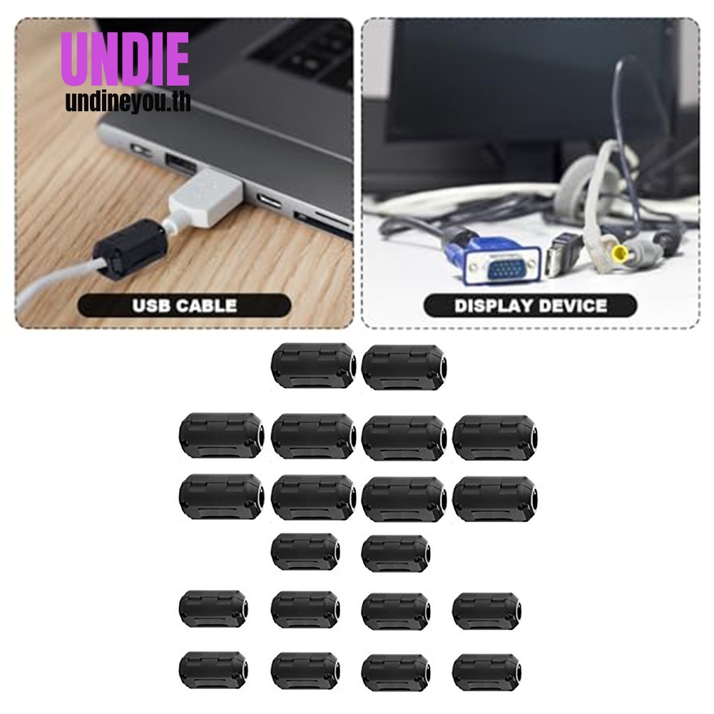 20 ชิ้น Clip-On Ferrite, Ferrite Core ลูกปัดสําหรับแหวน Core RFI Noise Suppressor 7 มม.+ 13 มม.