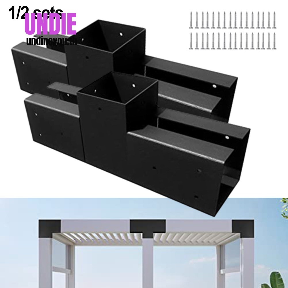 Heavy Duty Steel 3 Way มุมมุมแบน Pergola Brackets สําหรับ Gazebo 4x4 Lumber