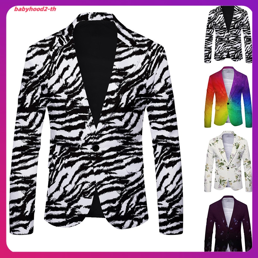 เสื้อคอเต่าผ้าฝ้าย combed
 Mens Casual Forma Blazer Button Slim Fit Oversize Suit Printing Coat Jack