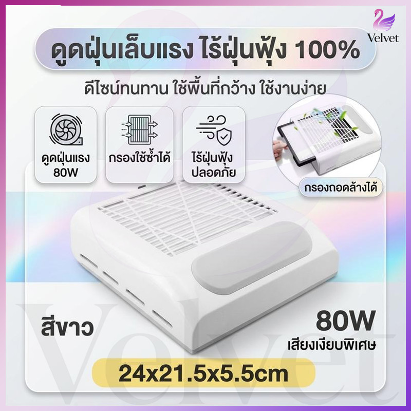 เครื่องดูดฝุ่นเล็บ 80W เครื่องดูดฝุ่นสำหรับทำเล็บ  เล็บดูดฝุ่นพัดลมเครื่องดูดฝุ่นเล็บพร้อมตัวกรอง