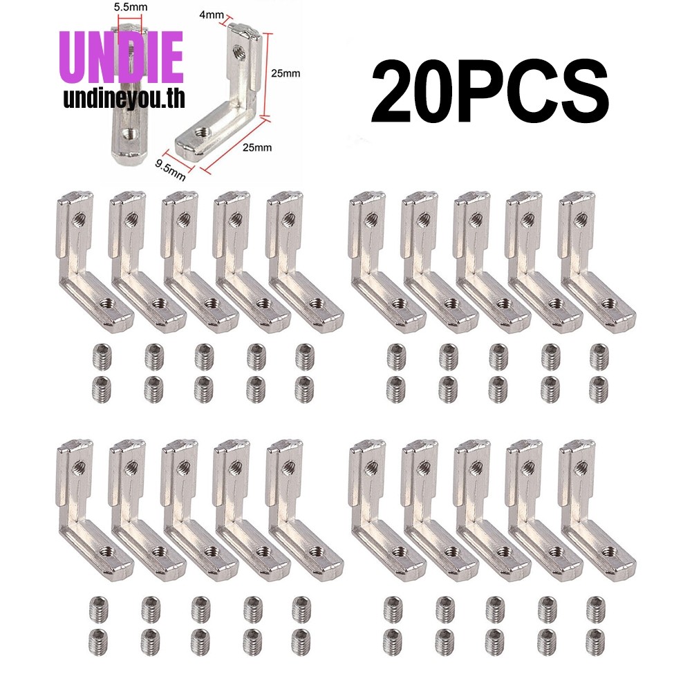 20X T Slot อลูมิเนียมโปรไฟล์ L-Shape Brackets 90° ขั้วต่อด้านใน 2020