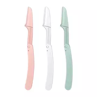 1 ชุด 3 ชิ้น กันจอนคิ้วแบบพับ มีดกันคิ้ว แบบพกพา สเตนเลส ทนทาน Folding eyebrow trimmer Facial Razor