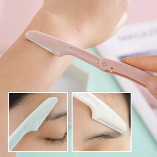 1 ชุด 3 ชิ้น กันจอนคิ้วแบบพับ มีดกันคิ้ว แบบพกพา สเตนเลส ทนทาน Folding eyebrow trimmer Facial Razor
