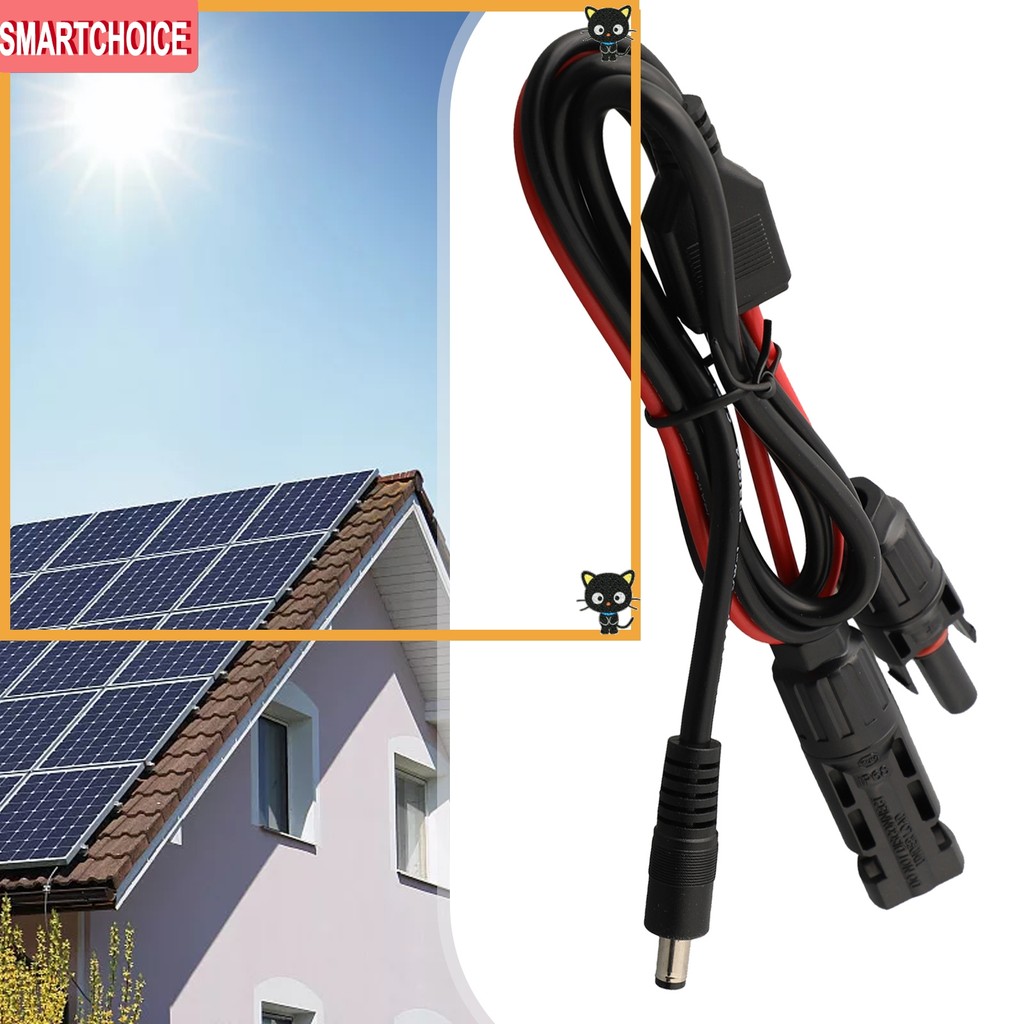 <SMARTCHOICE> 1m Solar Panel Connector to DC 5.5mmx2.5mm Adapter Extension Cable 16 AWG❀