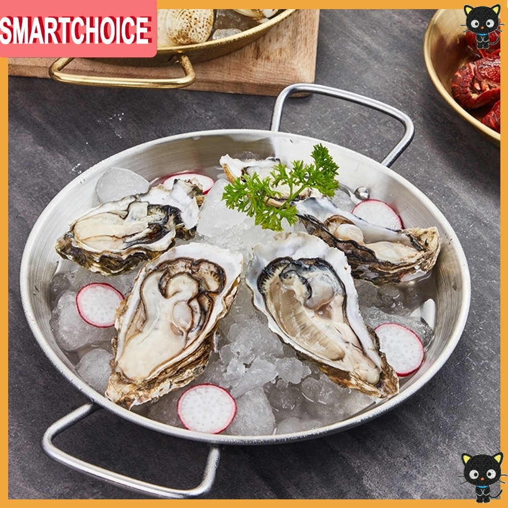 <SMARTCHOICE> สแตนเลสสองหู Paella หม้อ Saucepan หม้อทําอาหารก้นแบน❀