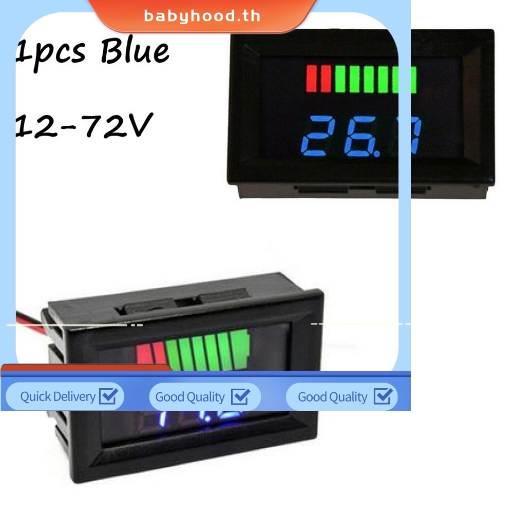 BABYHOOD⭐LED Digital Voltmeter Battery Fuel Gauge เหมาะสําหรับรถจักรยานยนต์ทางทะเล 12V-72V