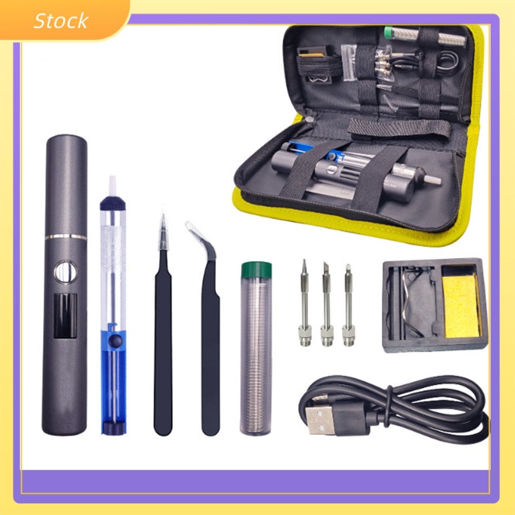 ELE-NEW ชุดหัวแร้งไร้สาย ชุด USB 11 ชิ้น พร้อมจอแสดงผลดิจิตอลและพกพา