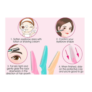 พร้อมส่งในไทย มีดกันคิ้วด้ามจับยาว คมกริบ คละสี กันจอน ใบมีดสำหรับกันคิ้ว มีดกันขนคิ้ว อุปกรณ์เสริมความงาม