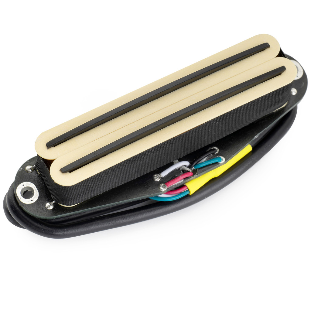Musiclily Pro ST-DPHC เซรามิค Rail Blade Single Coil Sized Humbucker Pickup 13.2K Super Distortion สําหรับ Strat สไตล์กีตาร์ไฟฟ้า, ครีม Body รางสีดํา