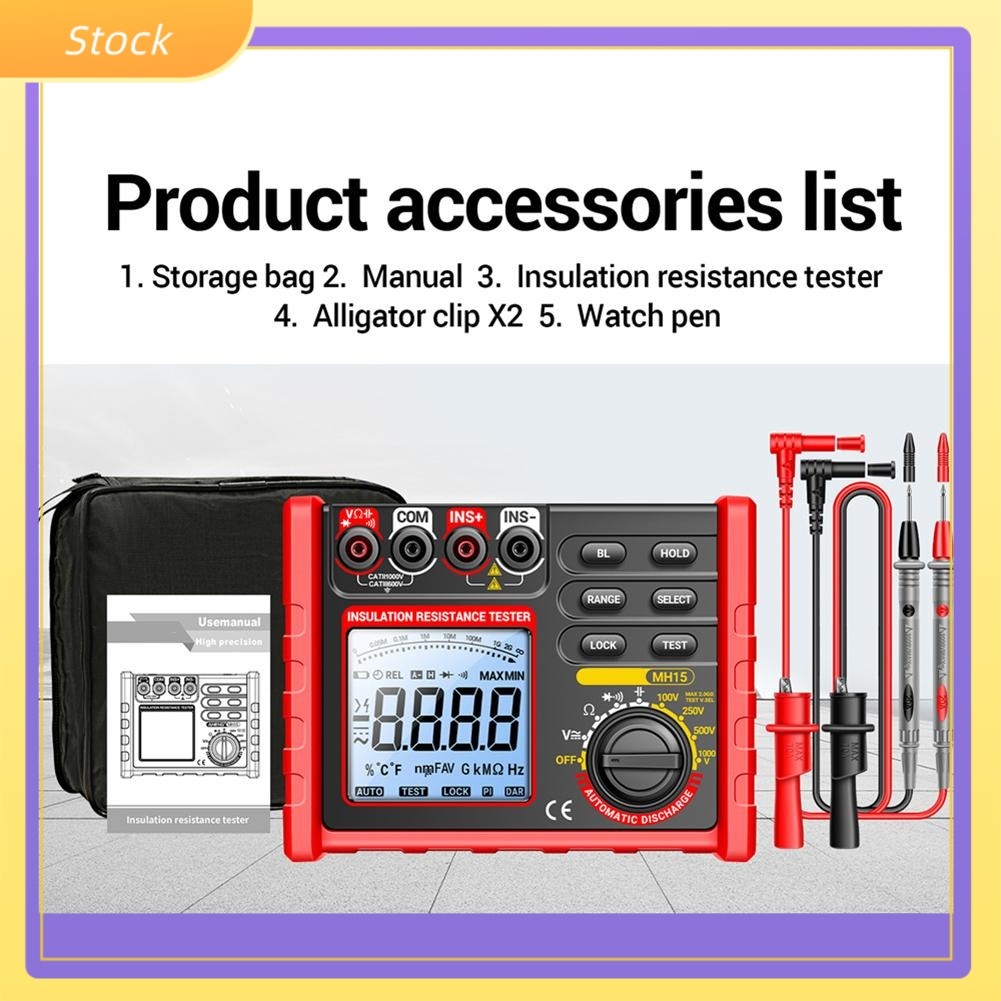 ELECTMH15 Digital Megohmmeter Ohm Resistance Meter Insulation Meter เครื่องทดสอบ LCD