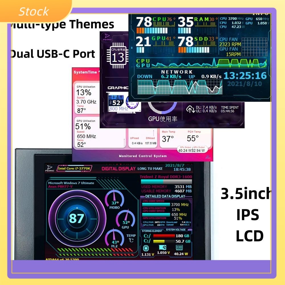 ELECT จอแสดงผล IPS ขนาด 3.5 นิ้ว การหมุนแนวนอนและแนวตั้ง เข้ากันได้กับ AIDA64