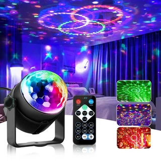 ไฟดิสโก้ปาร์ตี้ดีเจ - เอฟเฟกต์ RGB ที่เปิดใช้งานด้วยเสียงพร้อมรีโมทไร้สายสําหรับวันเกิดงานแต่งงานและเหตุการณ์ซุมบา