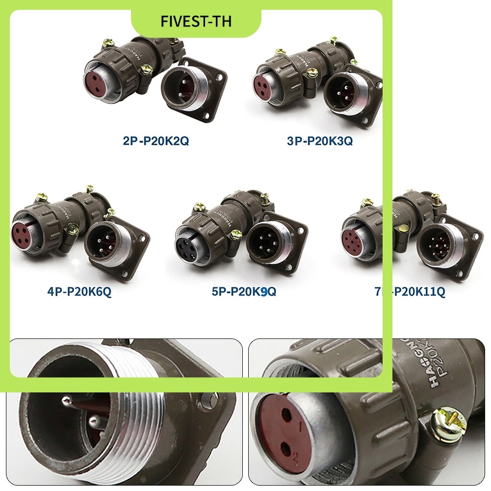 IN STOCKMetal P20K6Q Contacts 2-7 Pin Aviation Connector M20 แผง Mount Flange