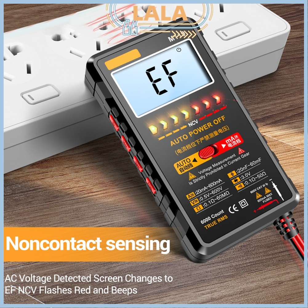 xksz M119 มัลติมิเตอร์แบบดิจิตอล 6000 นับเครื่องทดสอบทรานซิสเตอร์ Capacitance Meter พร้อม NCV