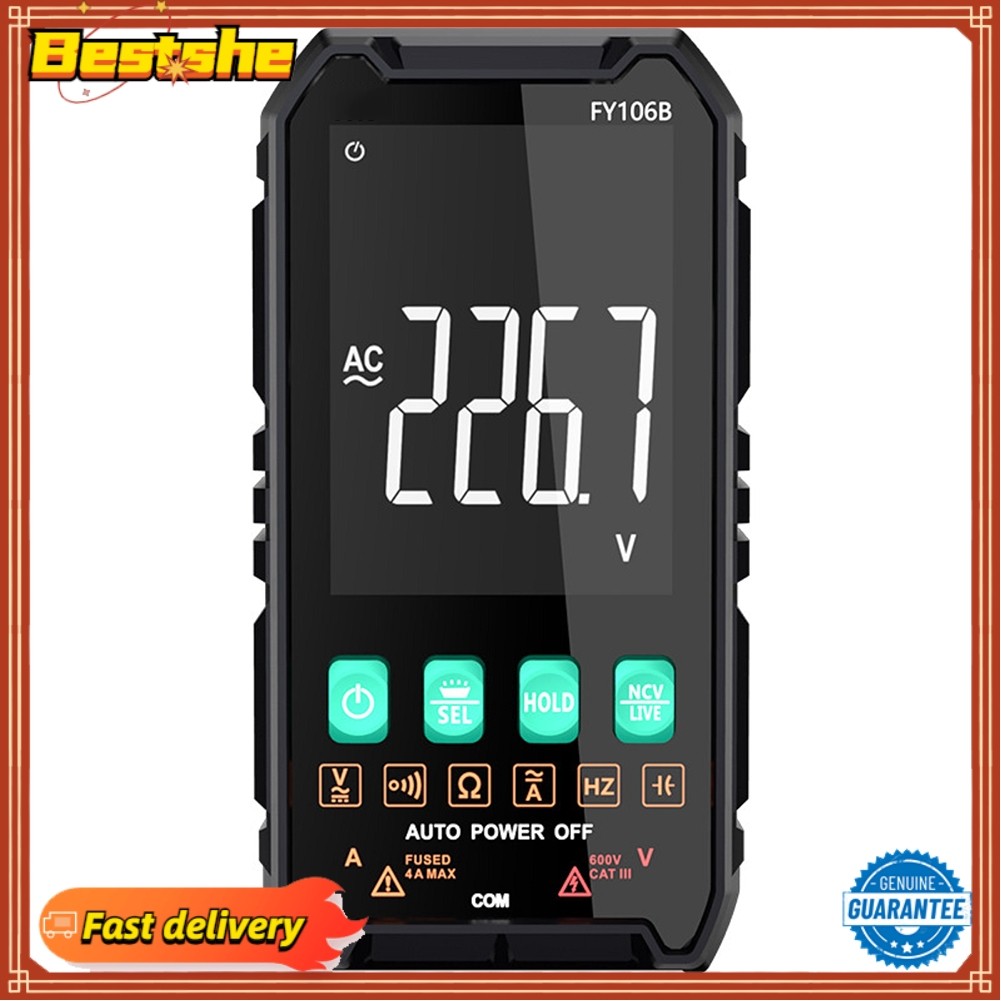 xkyf FY106B มัลติมิเตอร์แบบดิจิตอล 600V/4A AC/DC แรงดันไฟฟ้าปัจจุบัน VA หน้าจอ LCD มัลติมิเตอร์