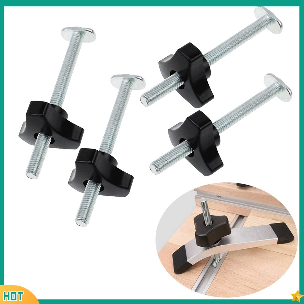XK12 4 ชุด M8 T-Track Bolts ลูกบิด T Slot Bolts และ Knobs Clamps สําหรับงานไม้ Jigs