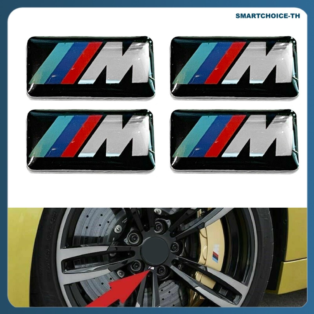 ⛤สมาร์ท-514⛤ 5 ชิ้นสําหรับ BMW M Tec Sport Badge สติ๊กเกอร์ล้อโลหะผสมกีฬา 17 มม. x 9 มม. [sartchoice